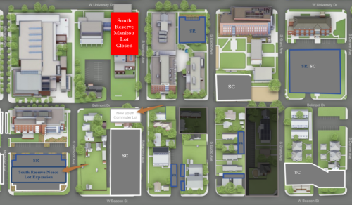 Map showing Manitou parking lot