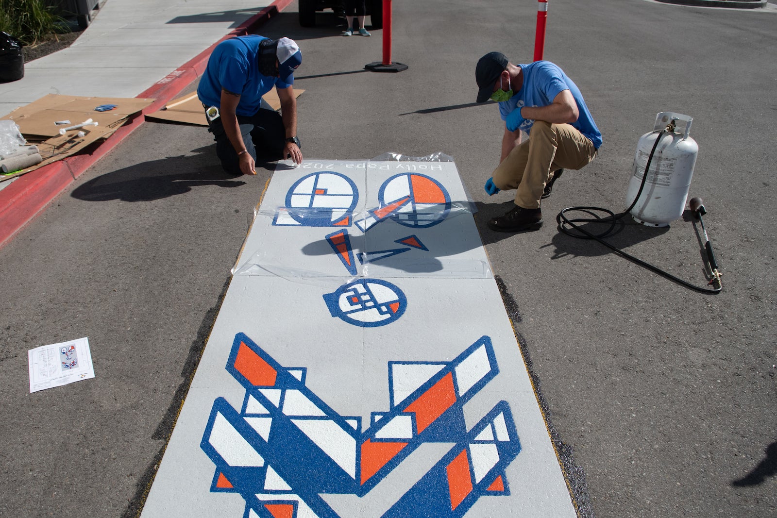 Installation of thermoplastic bike sharrows