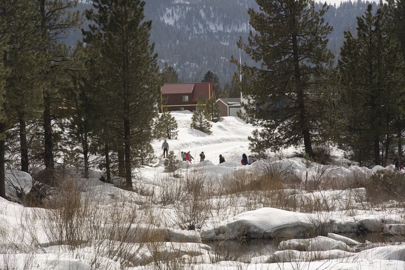 Students on a snow hike