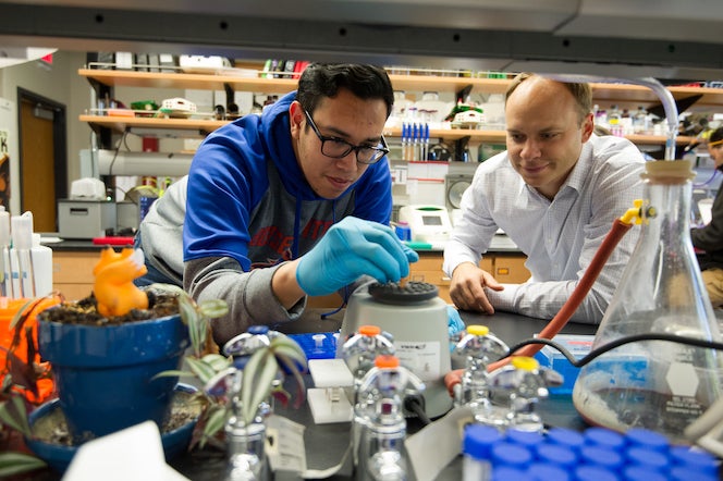 Eric Hayden working in a lab.