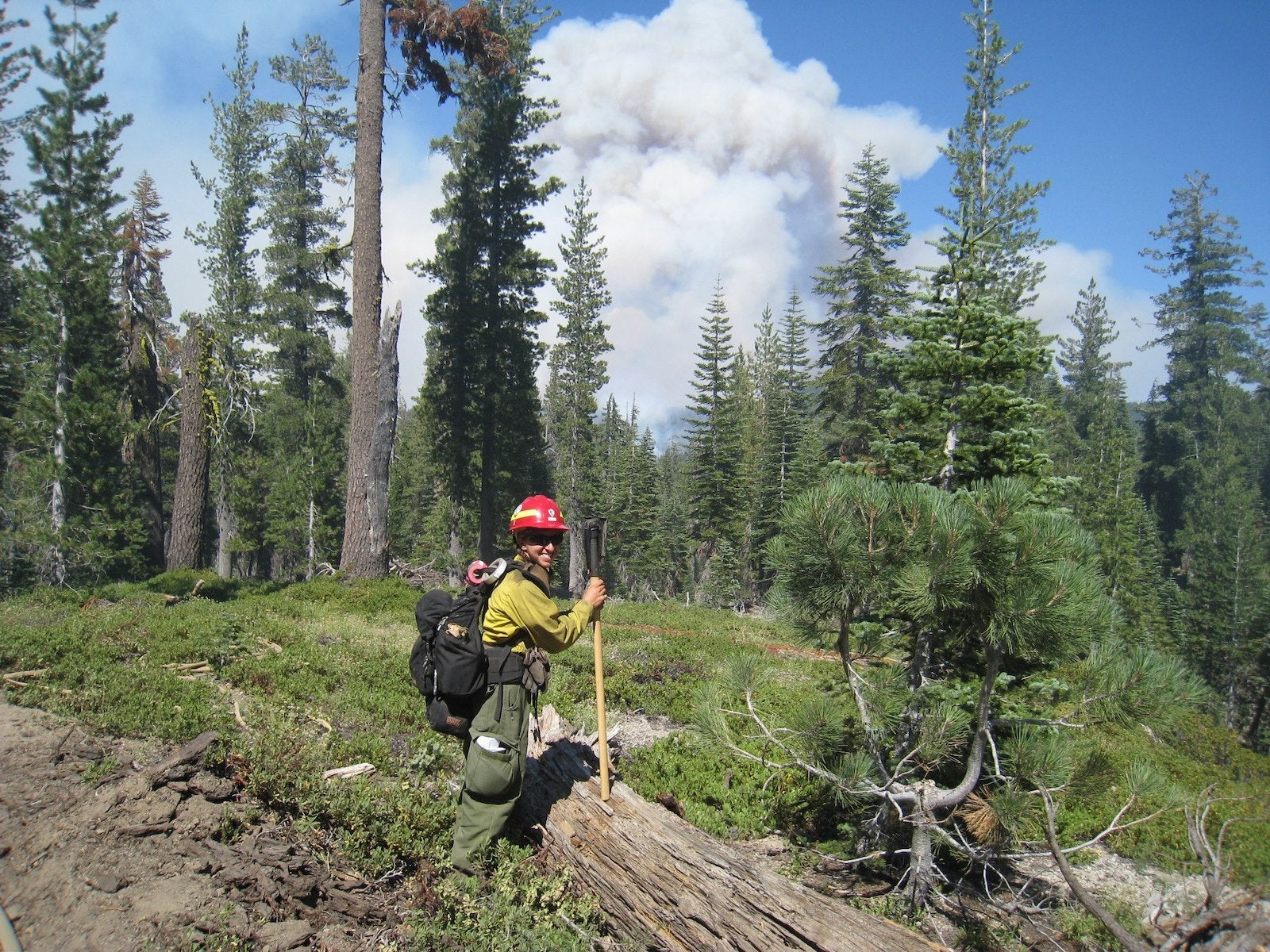 A firefighter in the wilderness