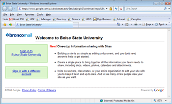 Google Sites screenshot