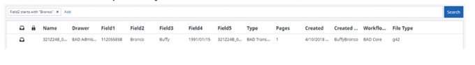 Click the Search button to display a result list based upon your search.