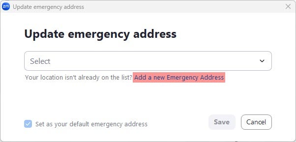 Update emergency address on Zoom Phones