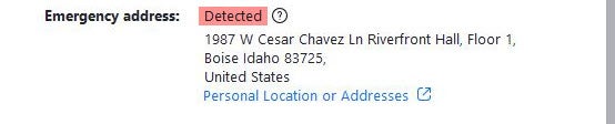example of an emergency address on Zoom.