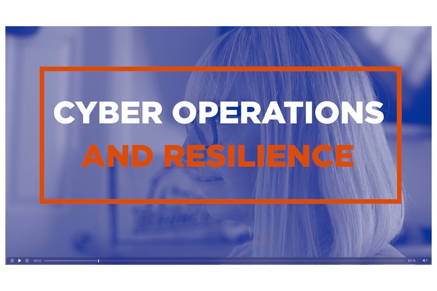 Video still with text - cyber operations and resilience