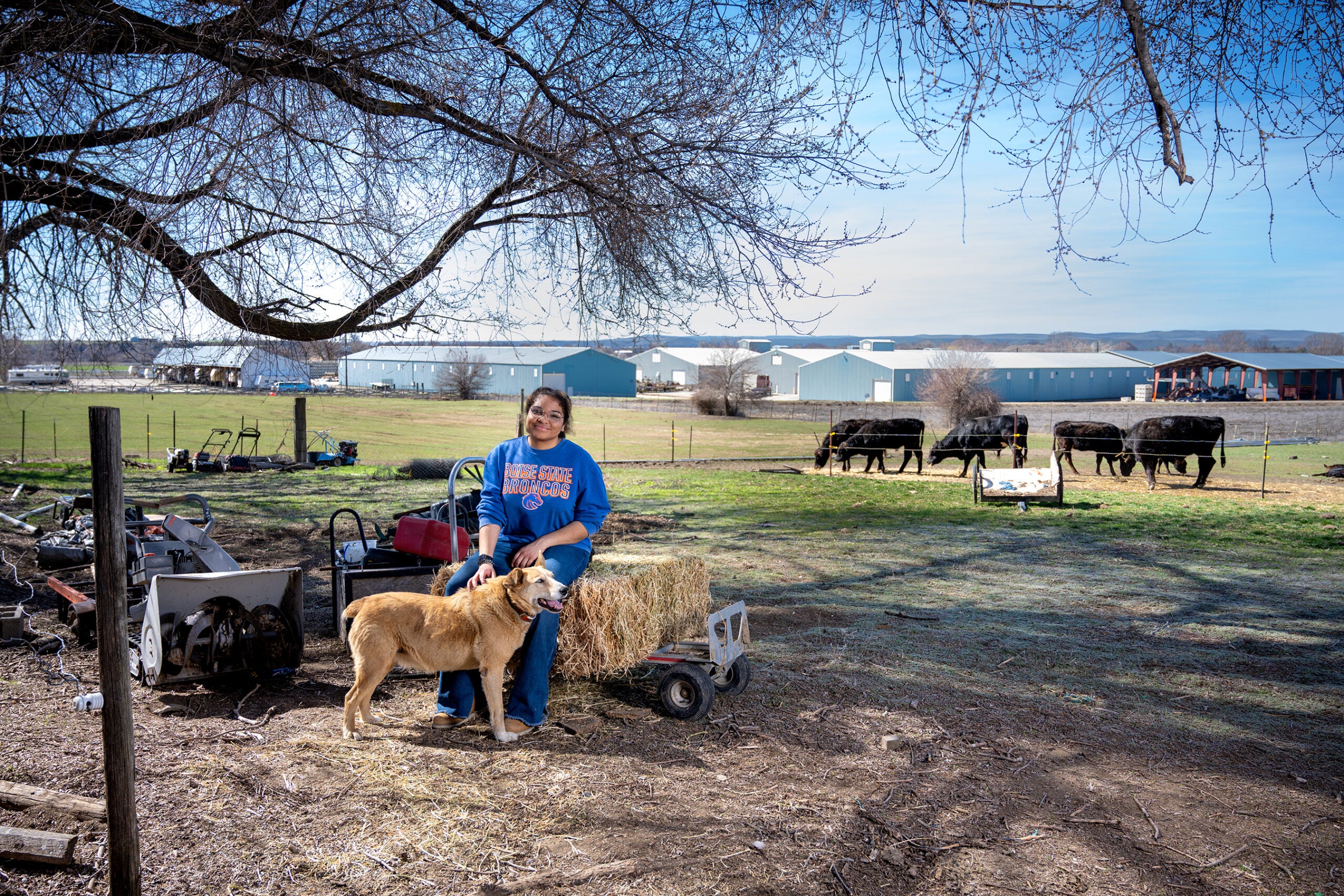 Sophia Sanchez-Chapman posing on her family farm