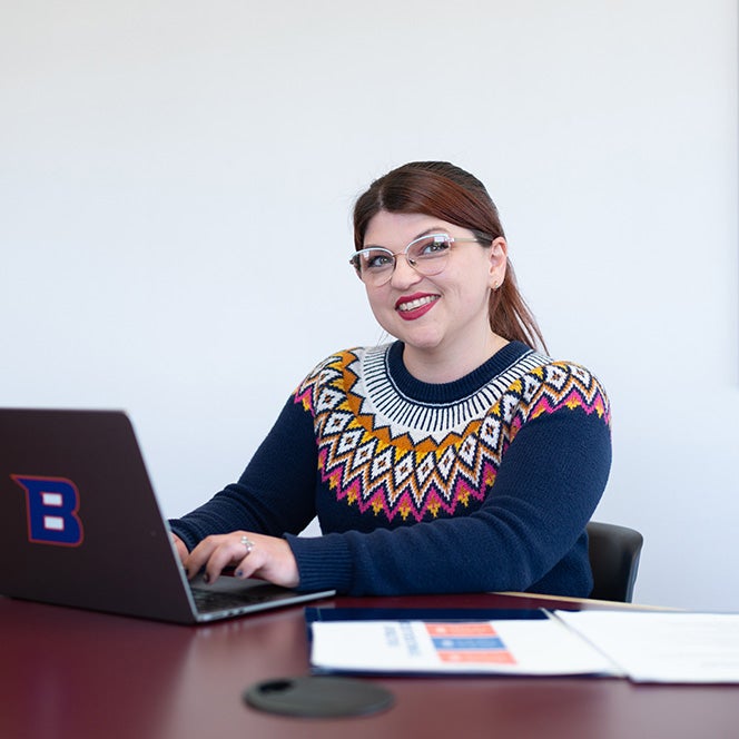 Ashley Furr working on her computer