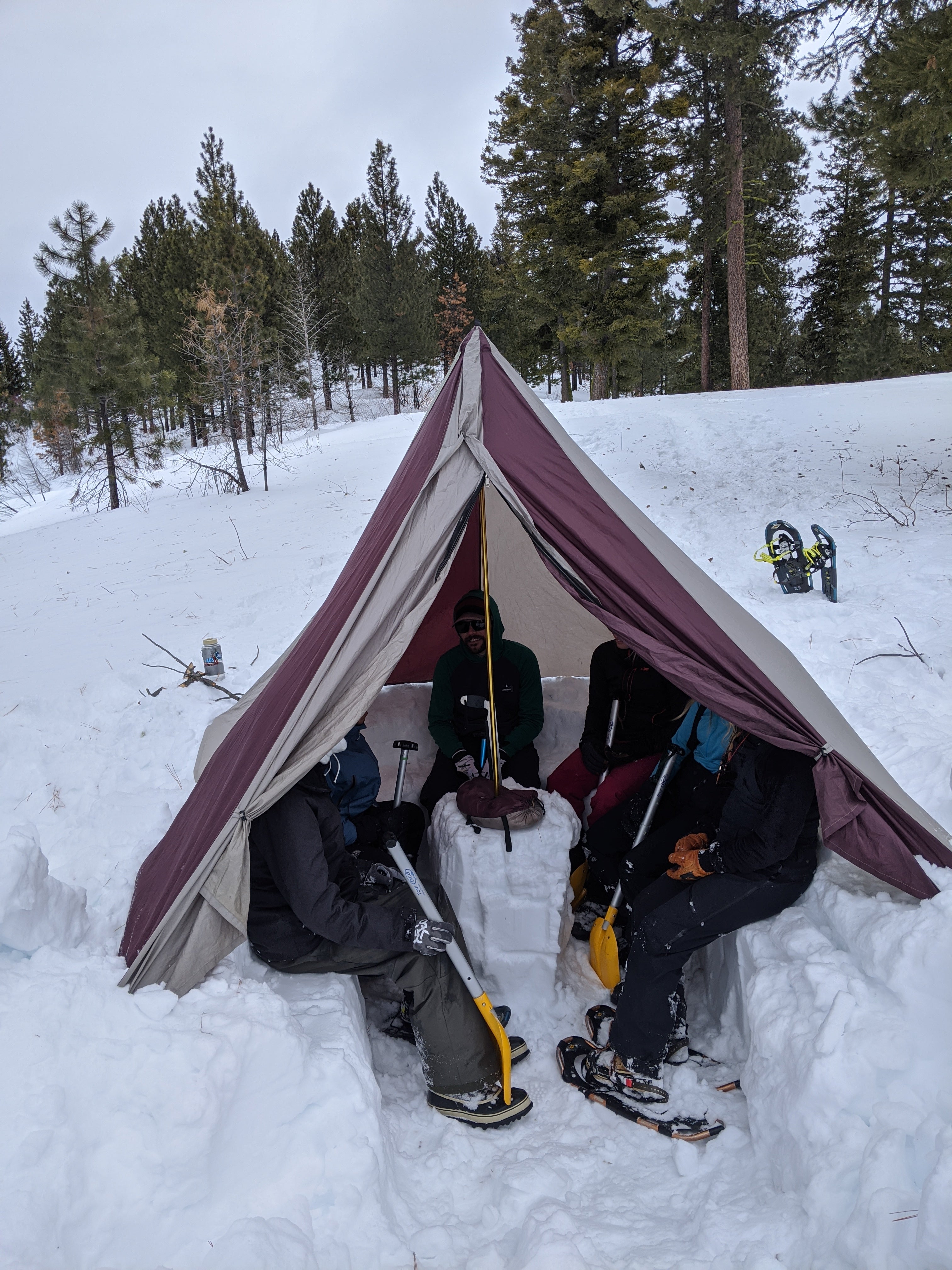 Camping in the snow.