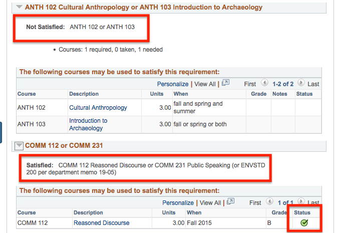 Screenshot of AAR interface showing satisfied and not satisfied requirements.