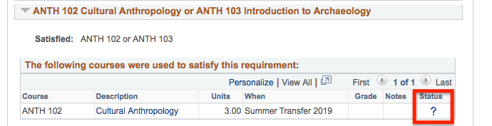Screenshot of AAR interface with example of question mark for what-if course on the AAR.