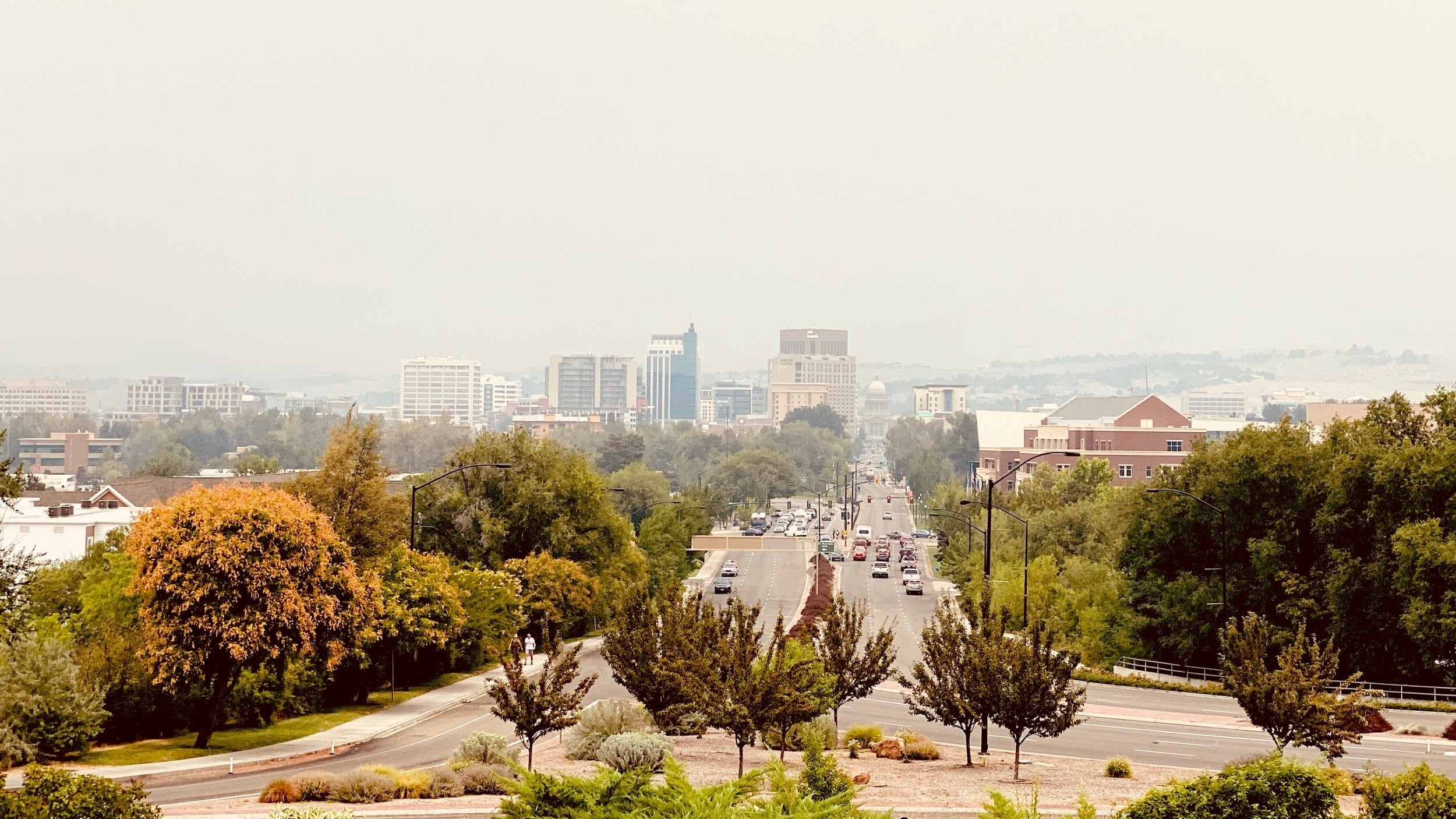 Smoke above Boise city landscape
