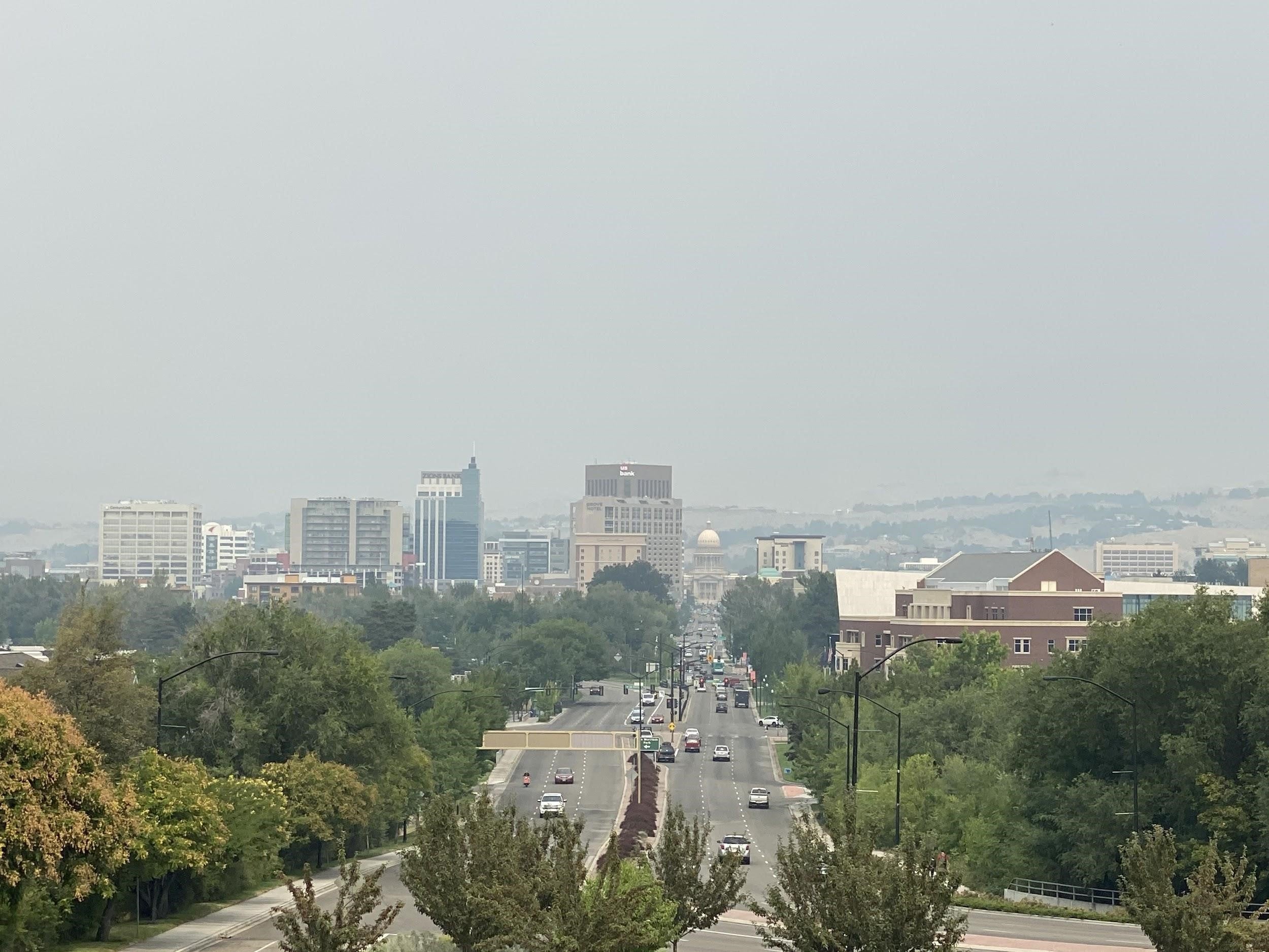 Smoke in the air over Boise city scape