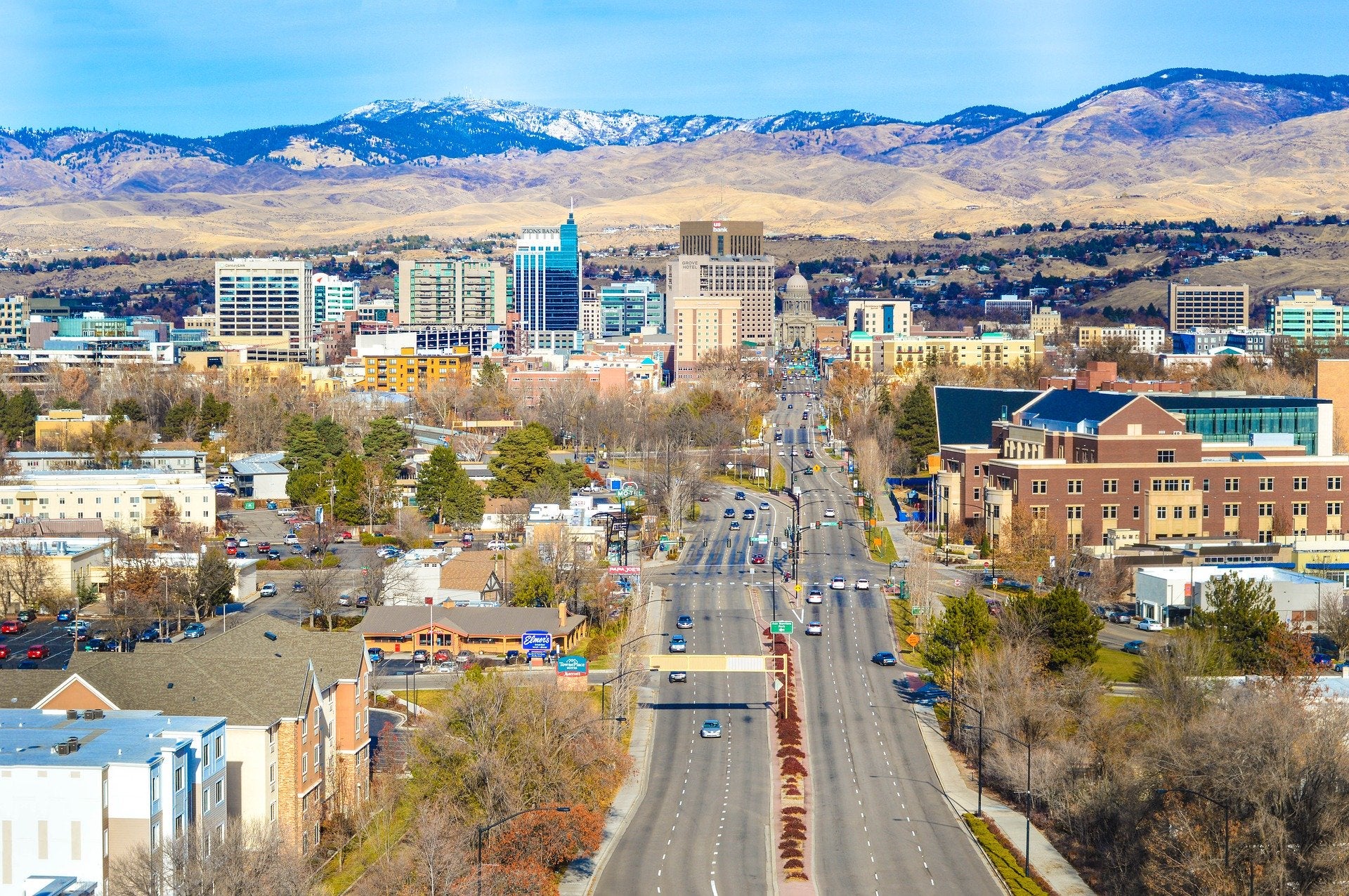 downtown boise with view of foothills 