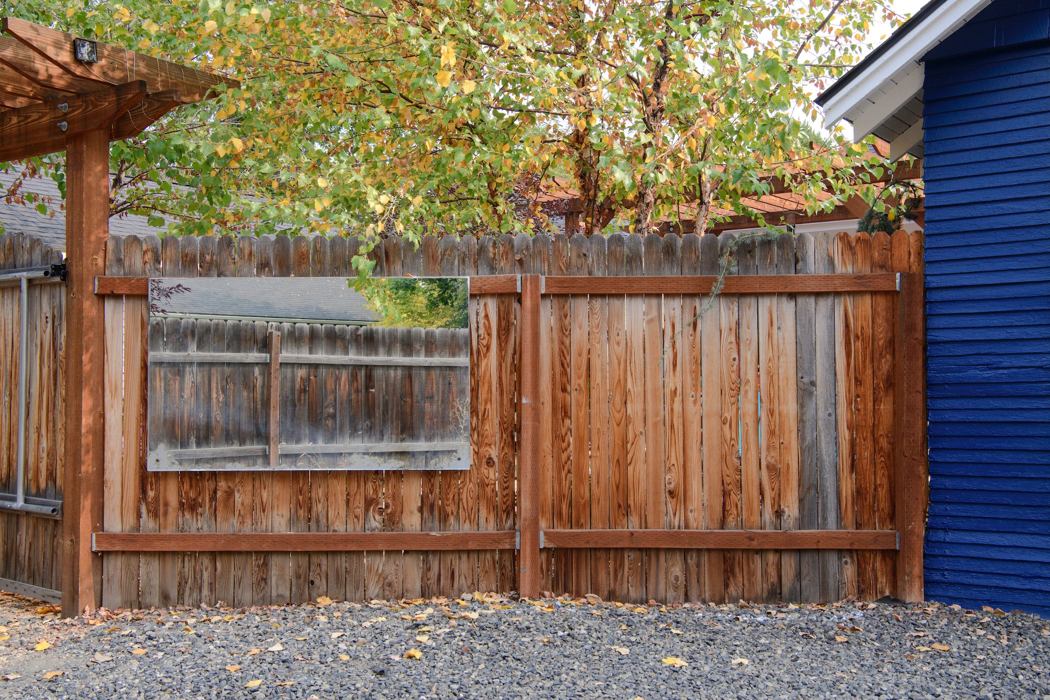 Wooden fence in a yard