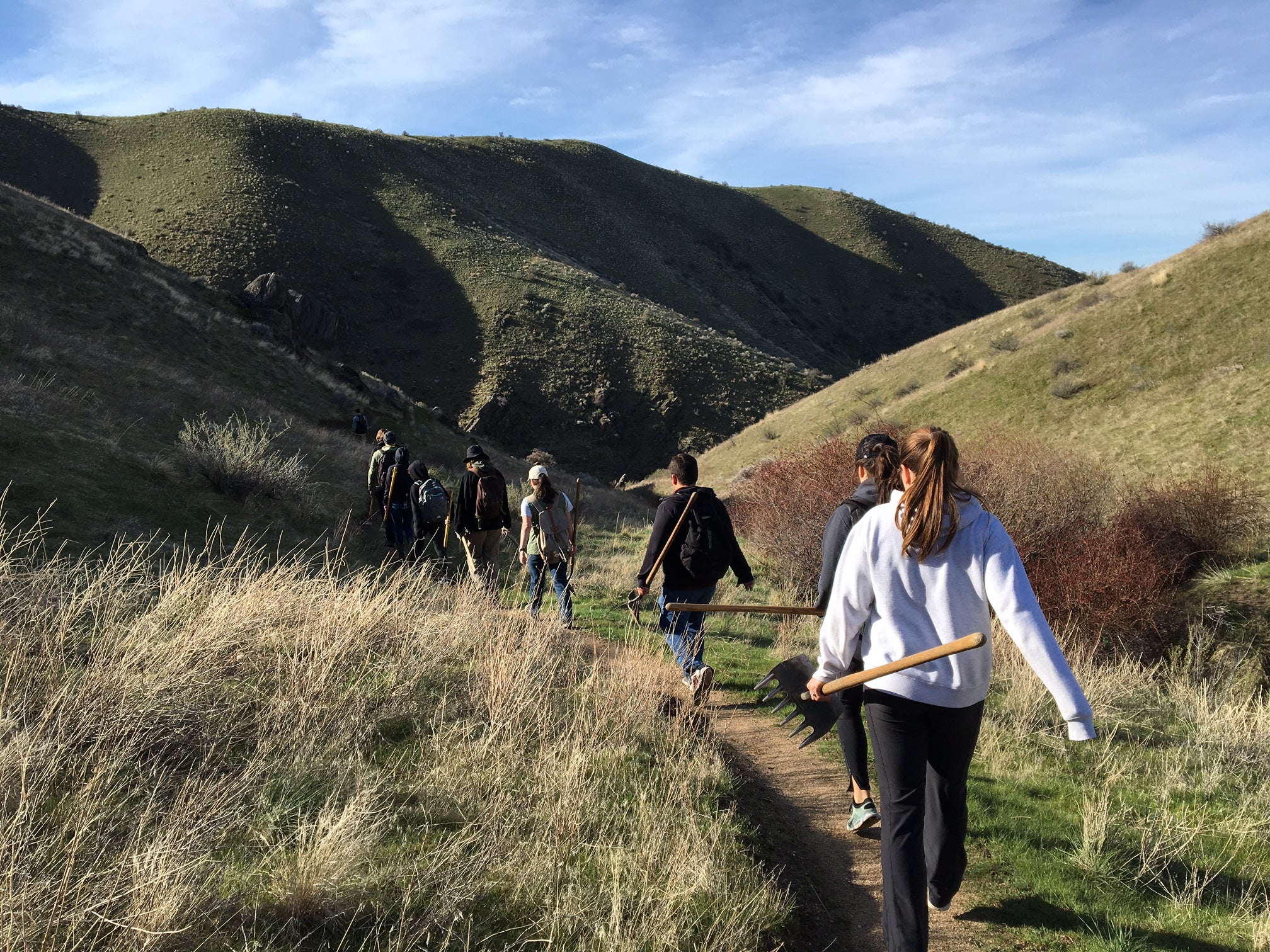 Service learning students in the Boise foothills