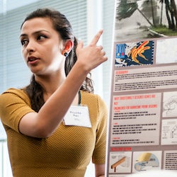 A student presents her work. 