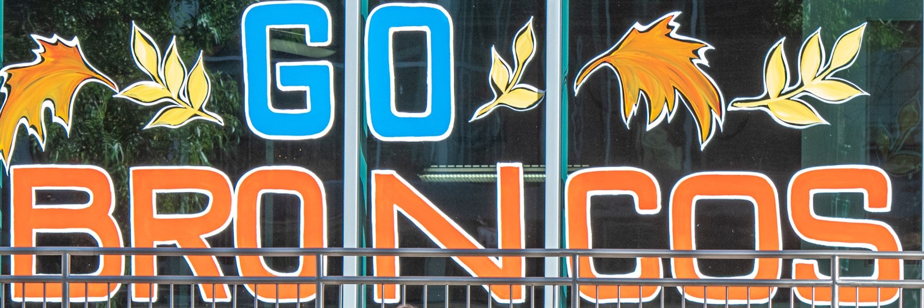 "Go Broncos" window painting