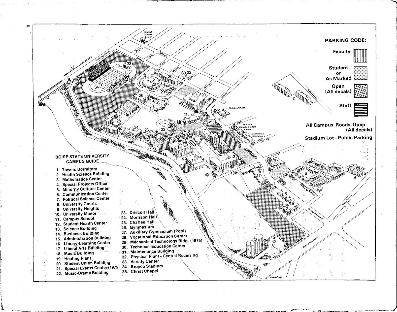 Boise State Campus Map 1975