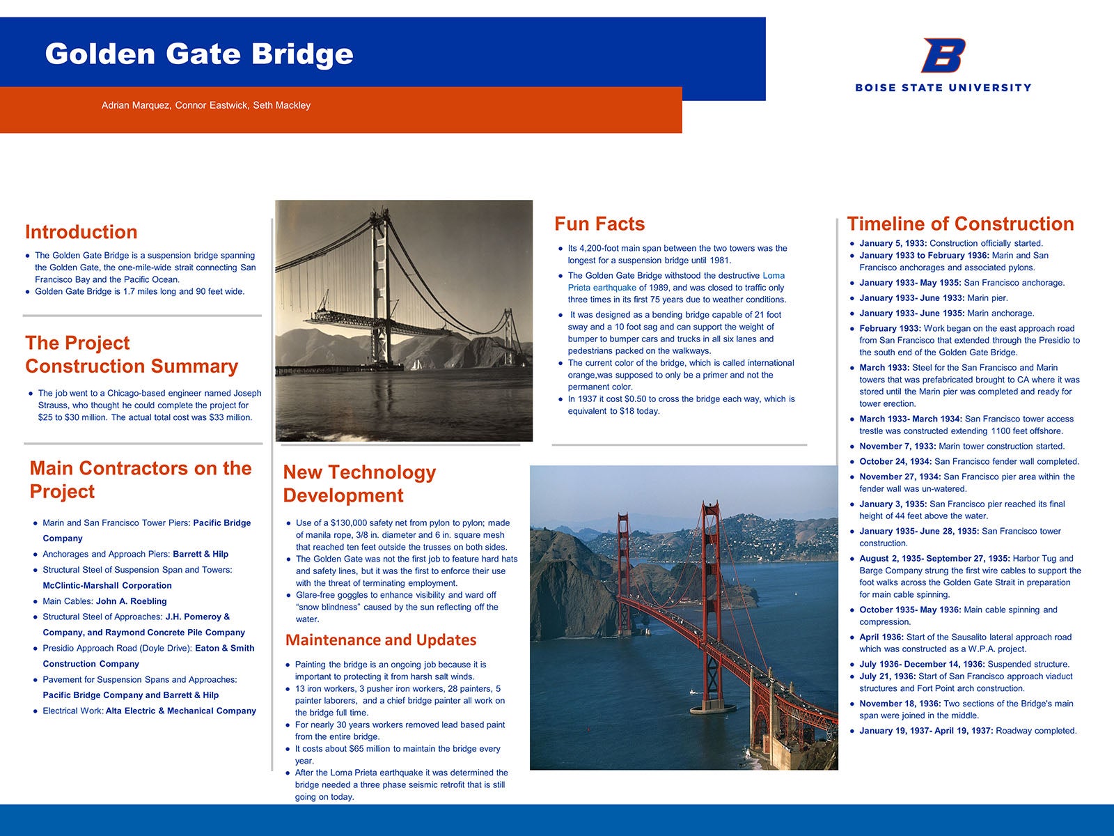 Seth Mackley's Golden Gate Bridge research poster
