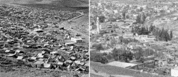 side-by-side comparison of Dheisheh refugee camp, photos