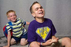 Two children, one with syndrome, photo