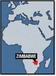 Map of Africa, Zimbabwe highlighted