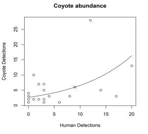 Coyote abundance - compares coyote detections against human detections