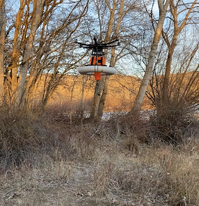 Drone hovering above the Boise River
