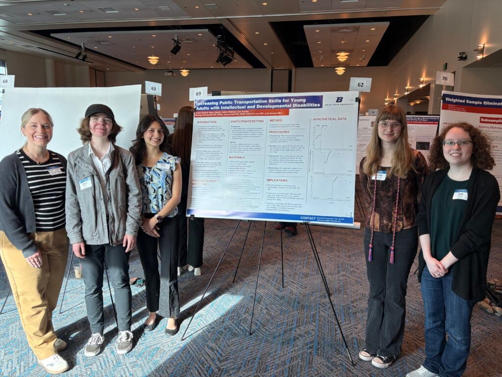 Students standing in front of a research poster