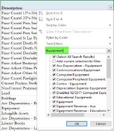 Excel filter list screenshot