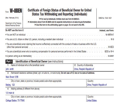 W-8BEN form