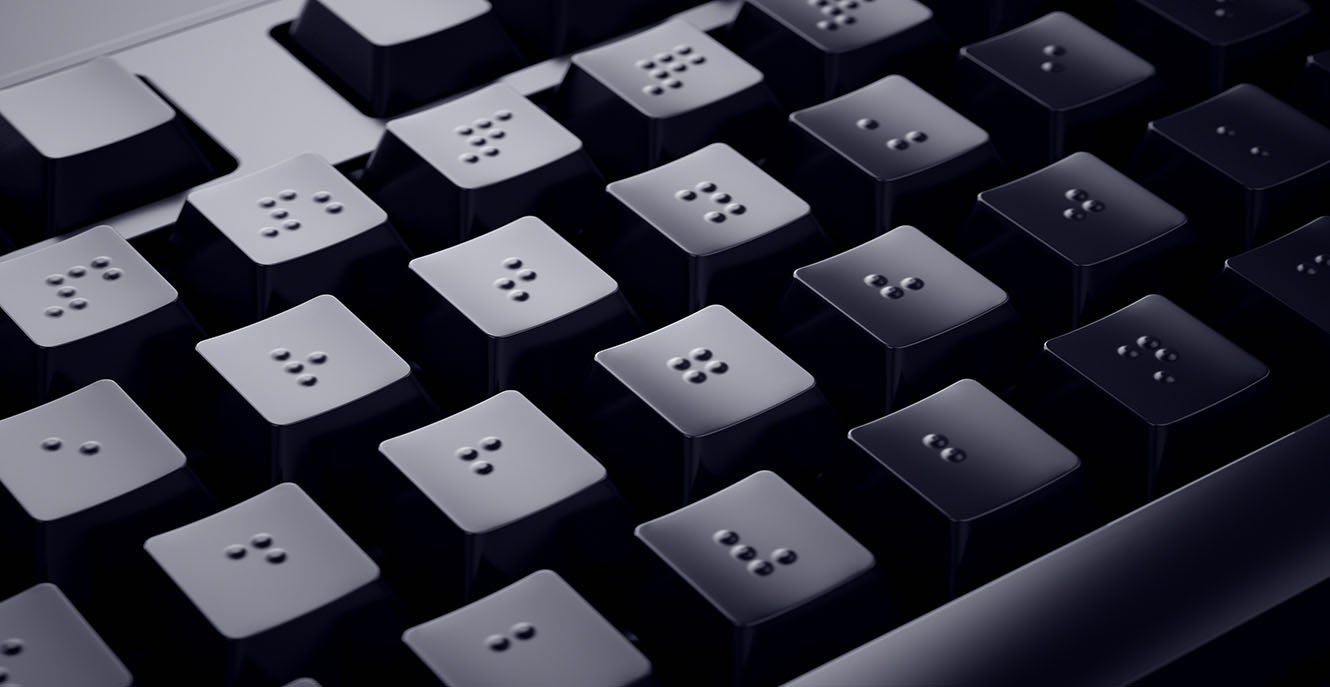 Braille keyboard with black keys