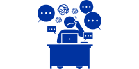 person working in distracting environment icon