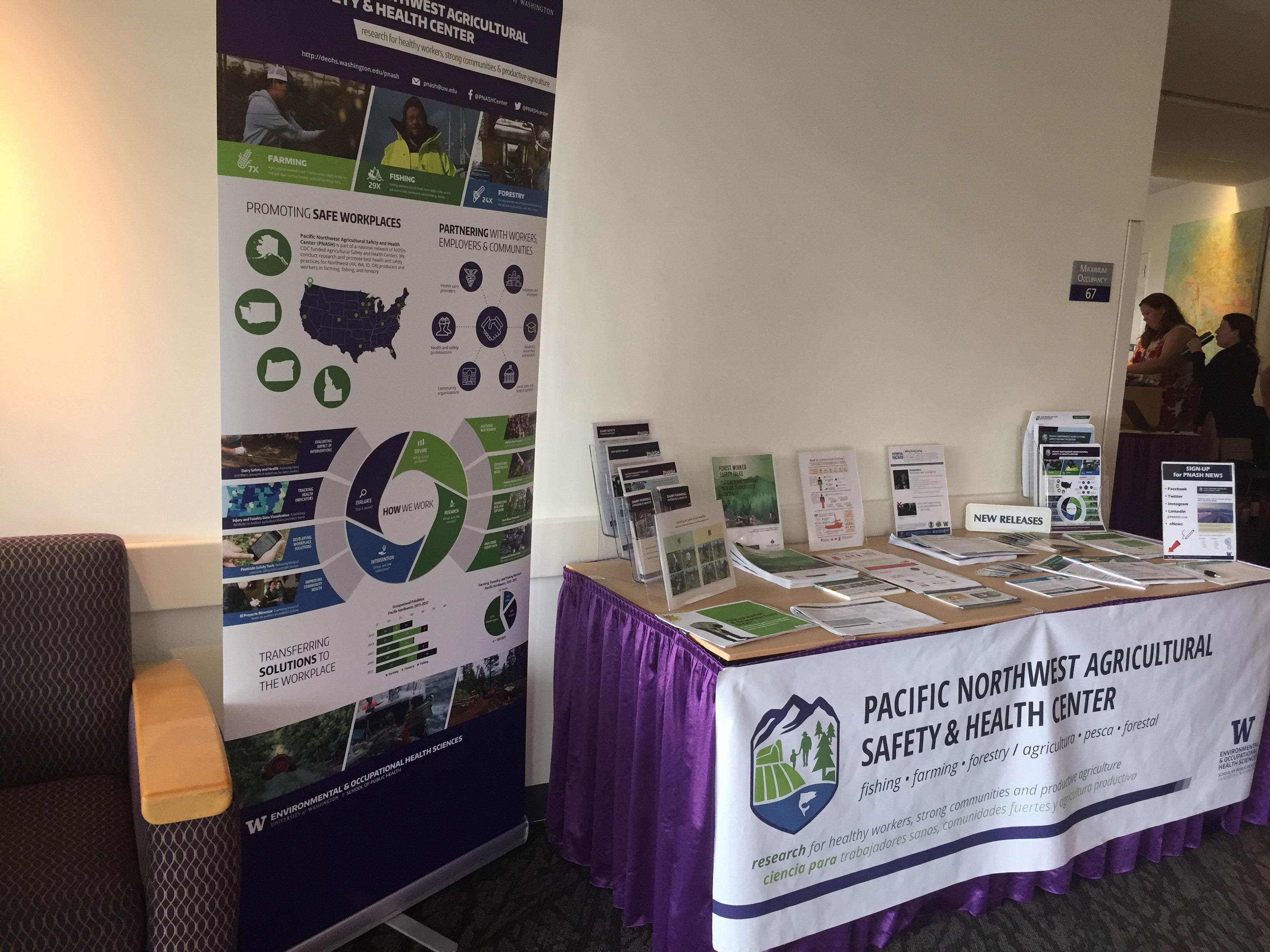 Materials for Pacific Northwest Agricultural Safety and Health Center set up at a conference