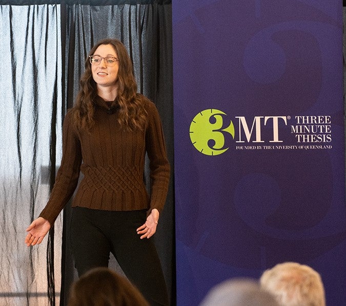 Presenter speaks at 3MT competition