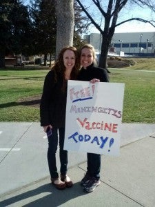Student Nurses advertise for the free meningitis vaccines
