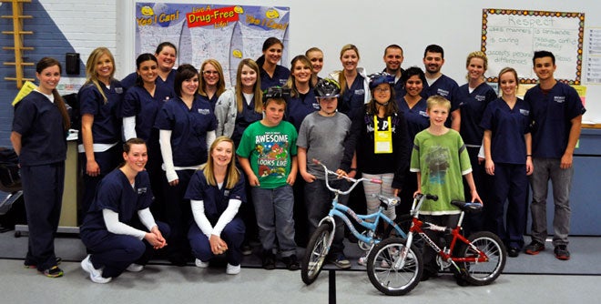Radiologic Sciences students with bicycle winners