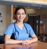 Sara Palma, nursing graduate, as student at University Health Services in May 2013