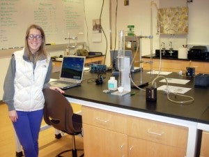 Emily Zamzow, research assistant, in air quality lab