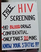 Free HIV screening sign