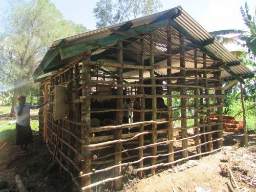 The "Boise State kitchen" under construction in Kenya using local construction techniques