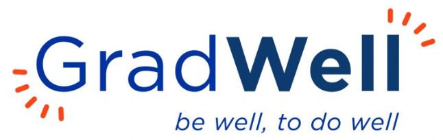 GradWell Logo that says "GradWell: Be Well to do Well"