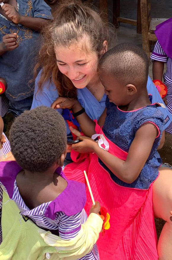 Abbey with kids at a field day 