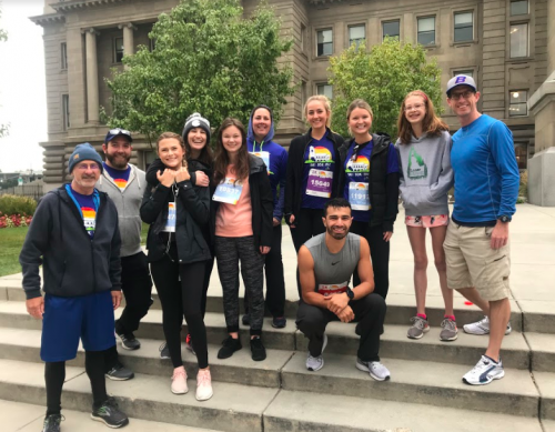 Boise State students, faculty and friends from the radiologic sciences department pose on race day.