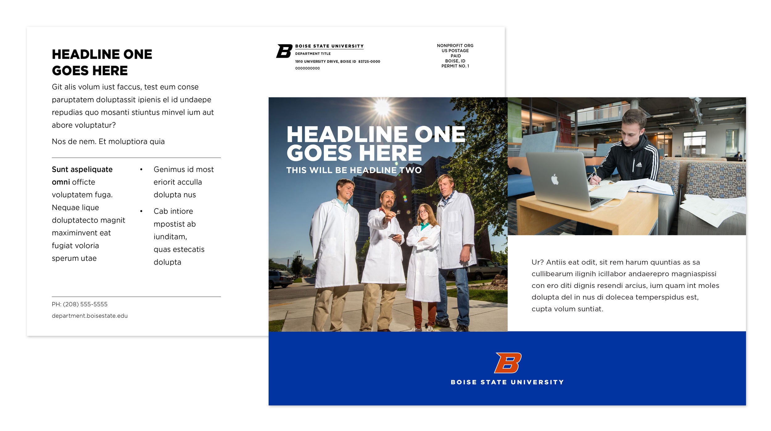 Examples of Boise State oversize postcard designs