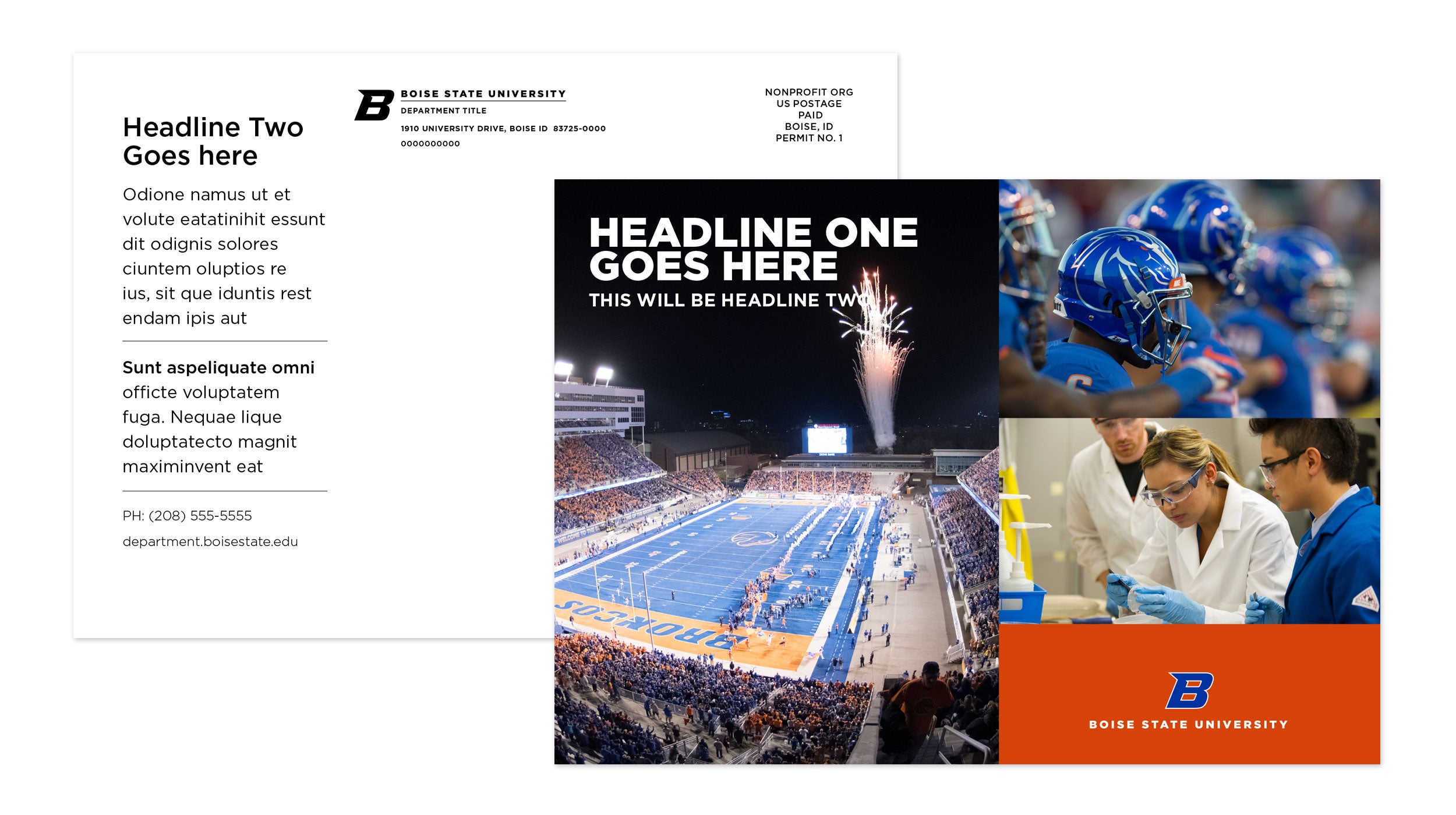 Examples of Boise State standard postcard designs