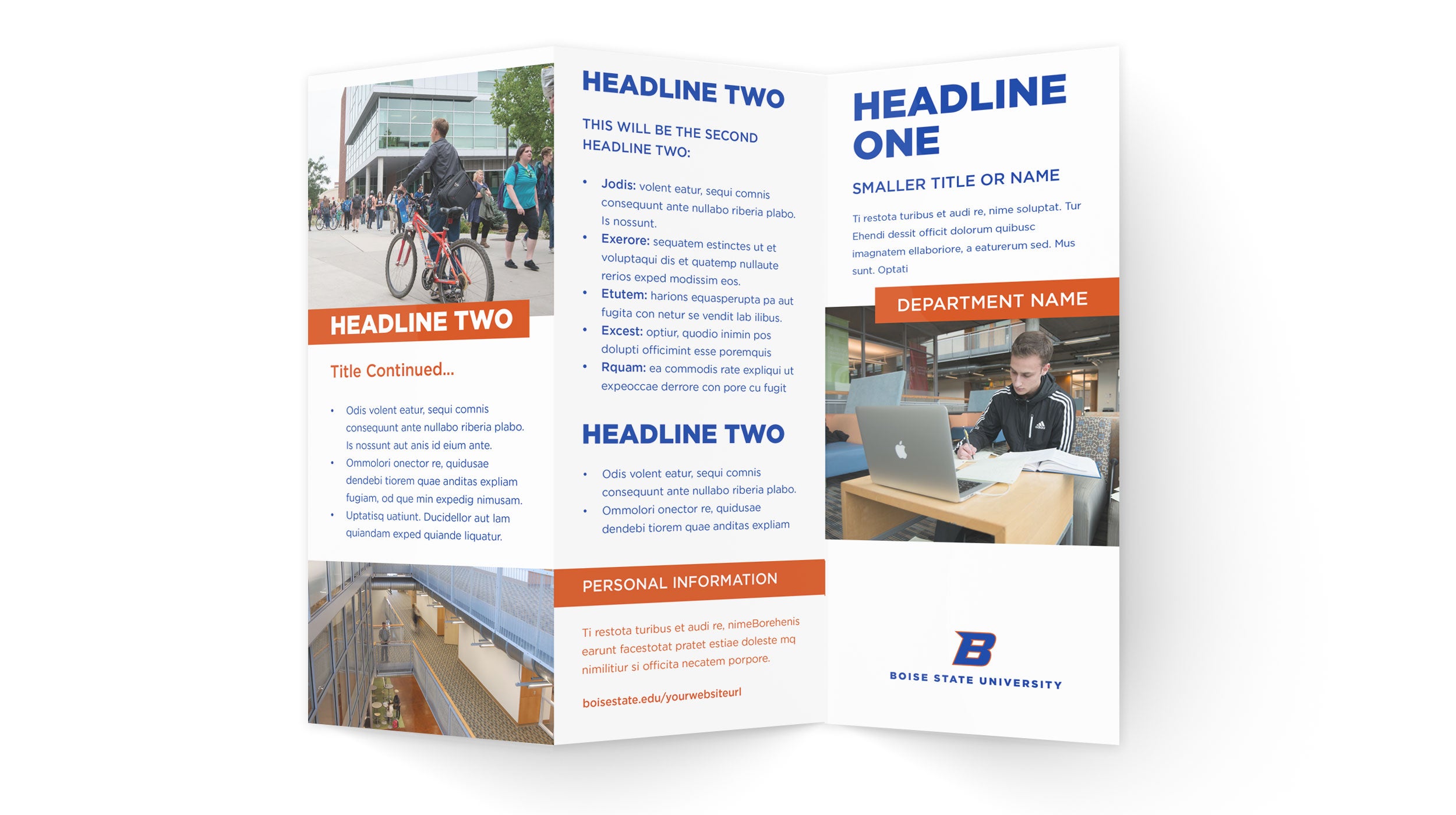 Examples of Boise State trifold brochure designs
