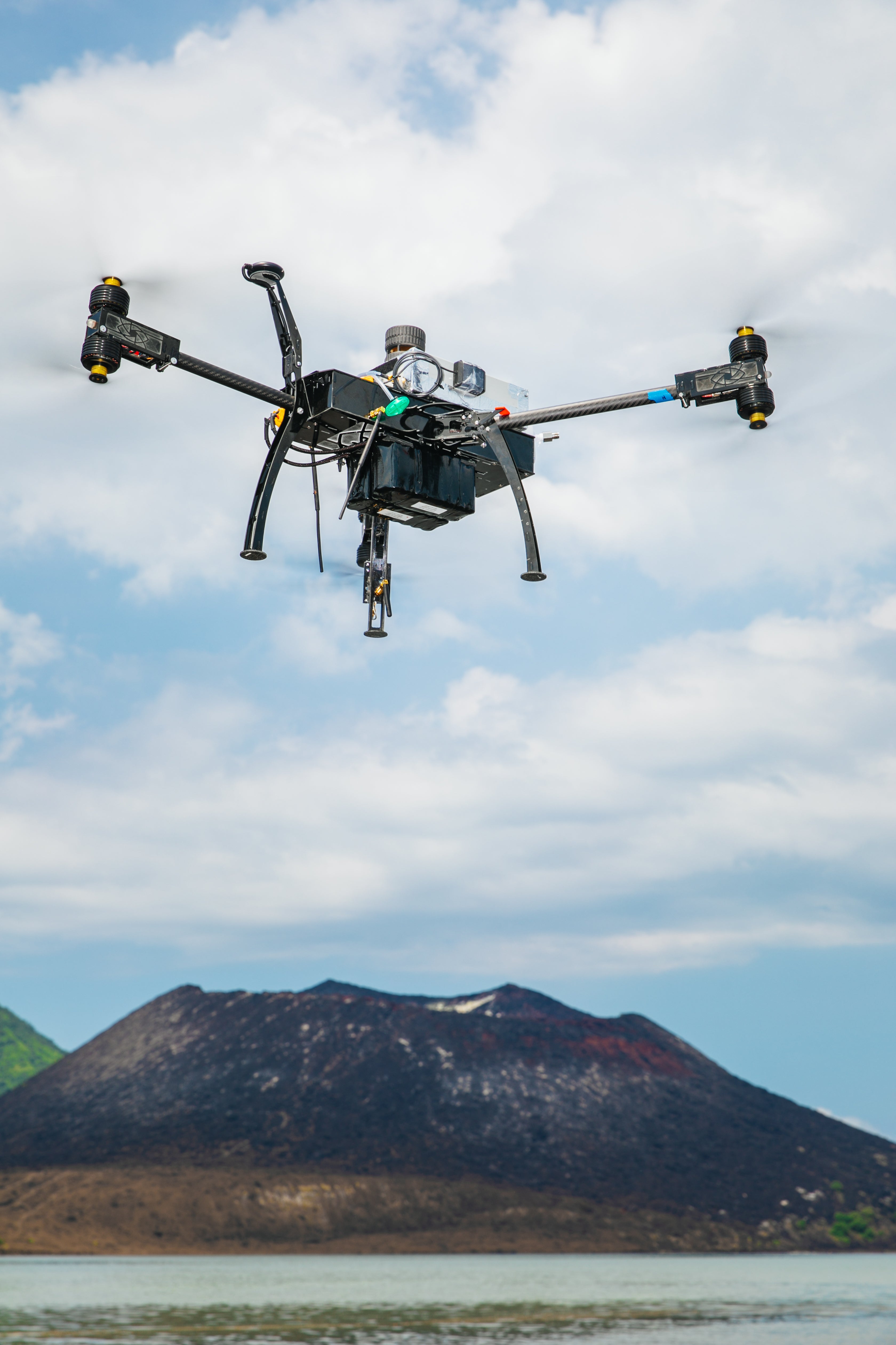 Photograph by Matthew Wordell of drone over a volcano