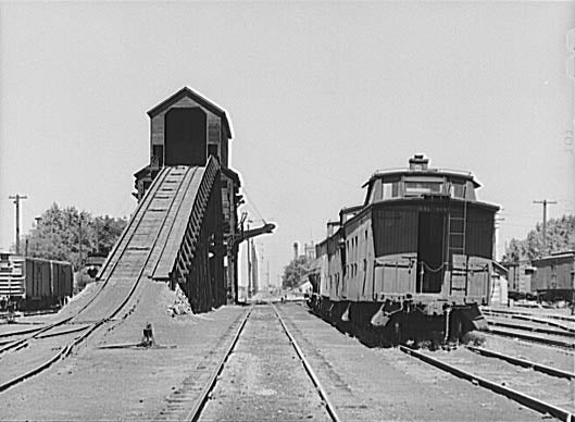 Train car at coaling station